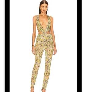 DUNDAS X REVOLVE Natasha Catsuit in Multi Snake Print XS